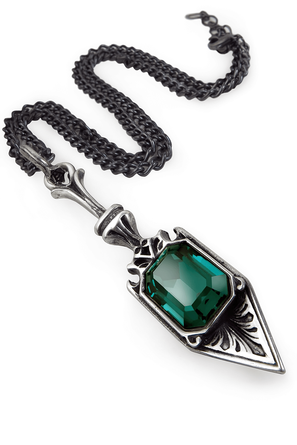 Absinthe Spoon Pendant with Emerald Green Crystal