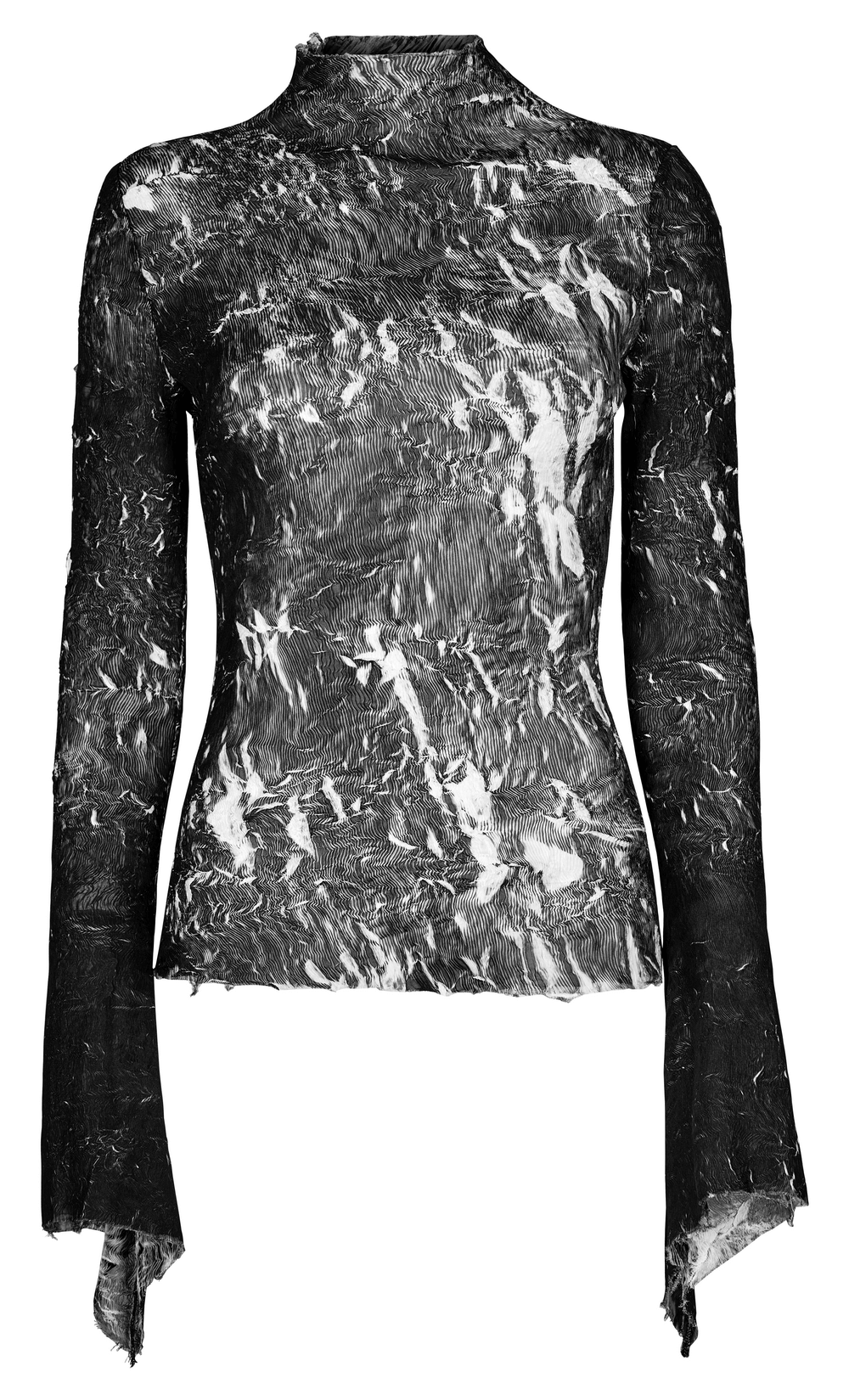 Abstract Marble Gothic Fitted Top with Long Sleeves