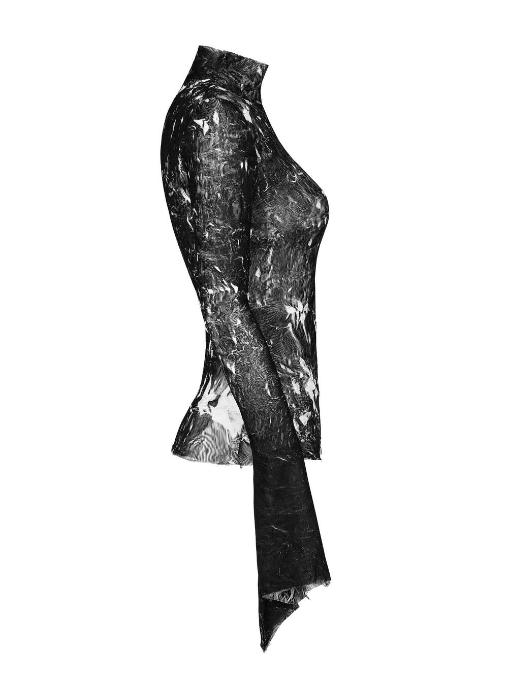 Abstract Marble Gothic Fitted Top with Long Sleeves