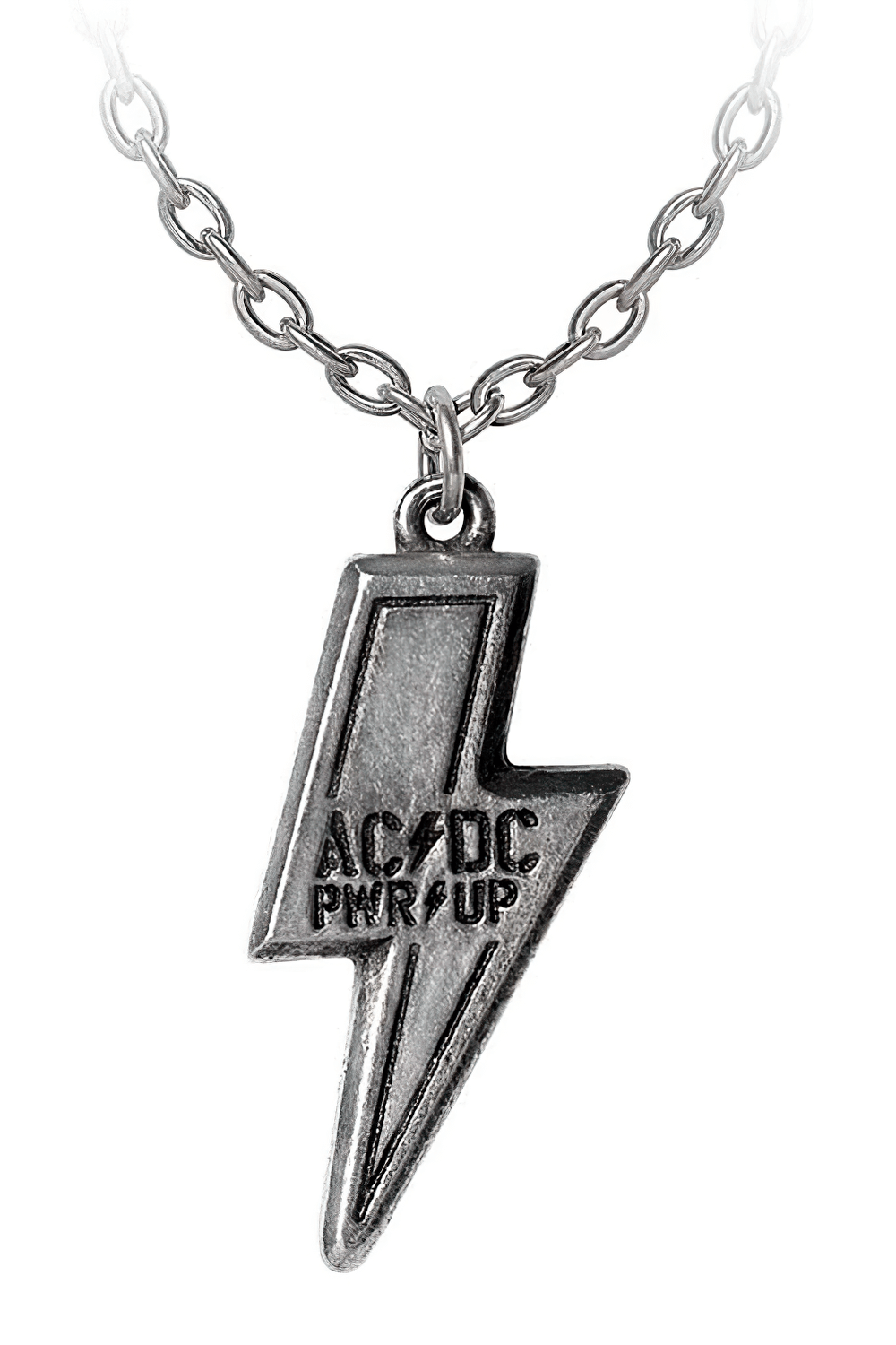 AC/DC "PWR UP" Flash Logo Pendant in Antiqued Pewter