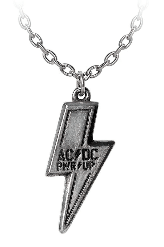 AC/DC "PWR UP" Flash Logo Pendant in Antiqued Pewter
