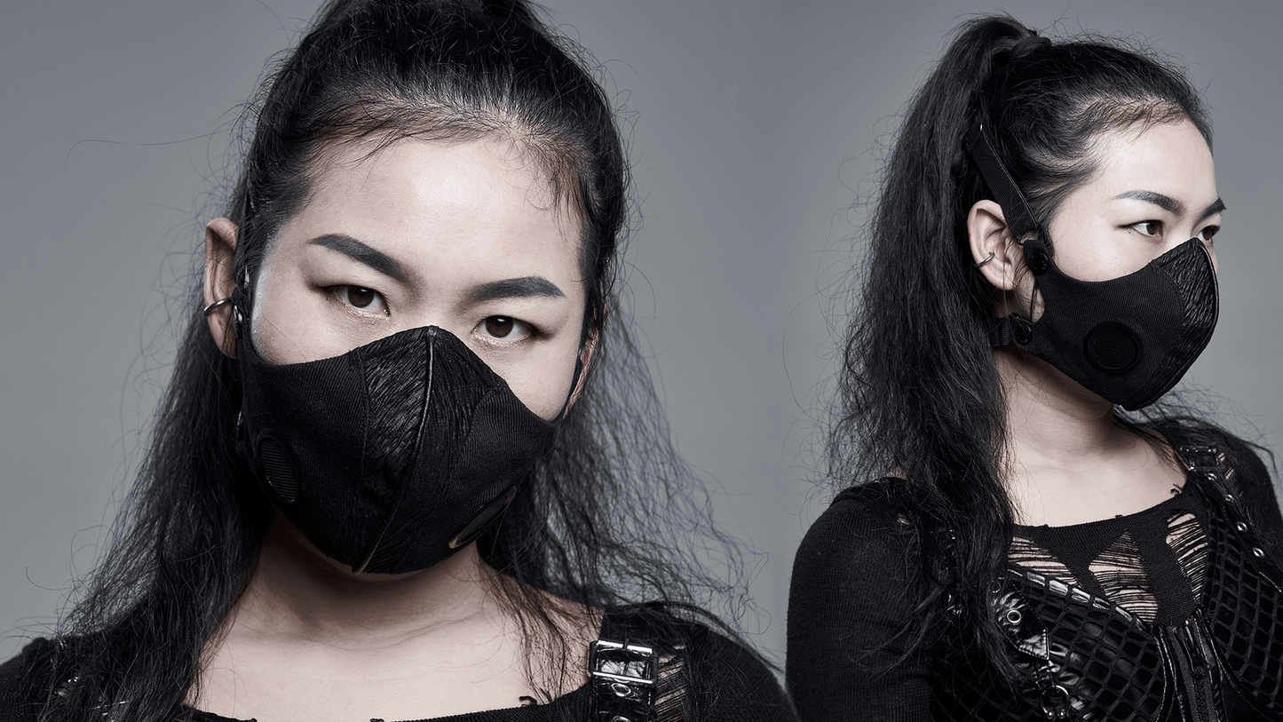 Adjustable Punk Style Woven Fabric Face Mask with Buckle