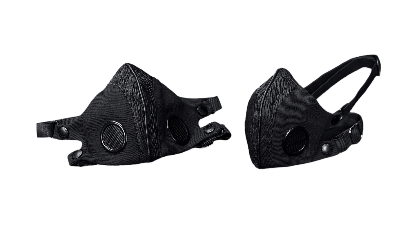 Adjustable Punk Style Woven Fabric Face Mask with Buckle