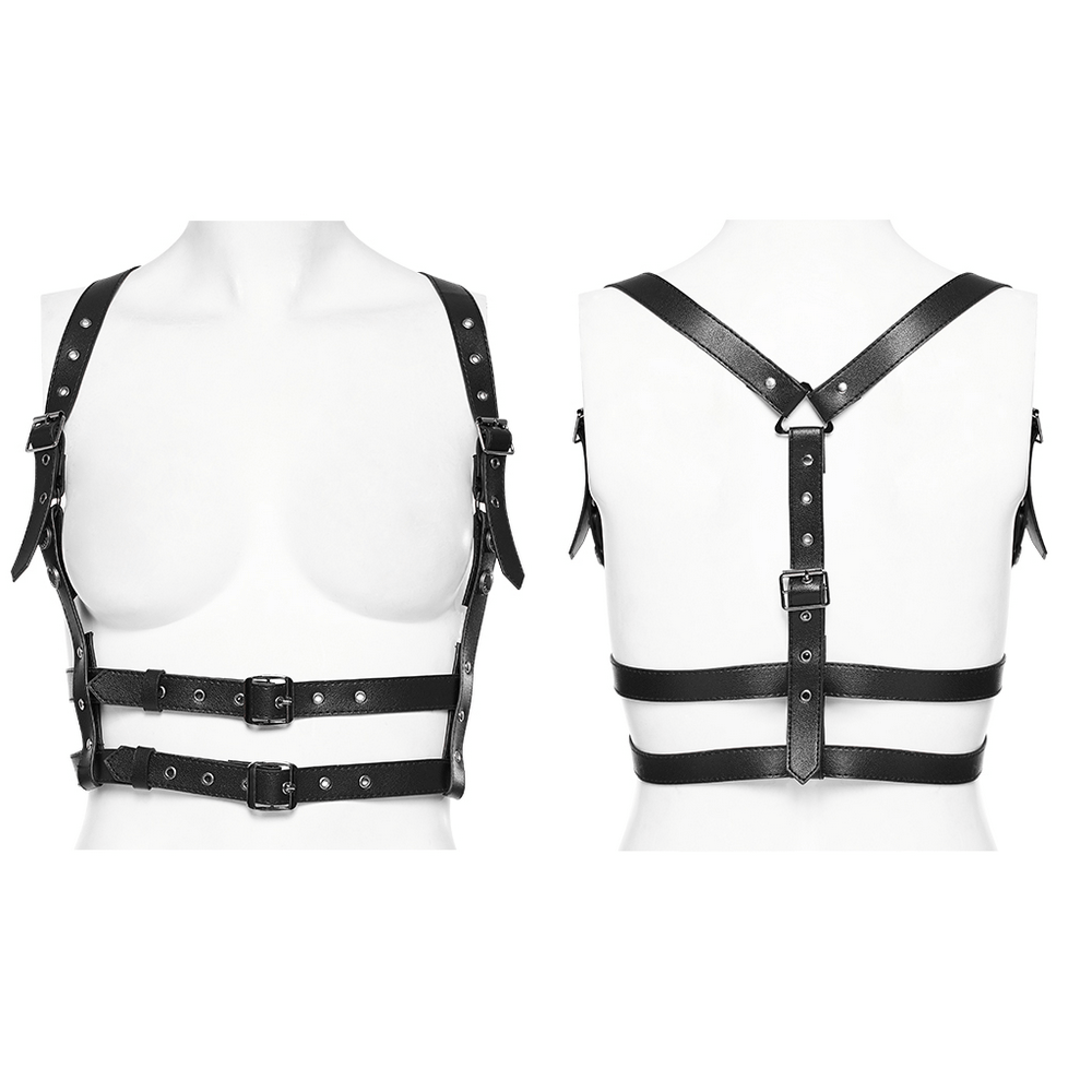 Adjustable Punk Y-Shape PU Leather Shoulder Harness