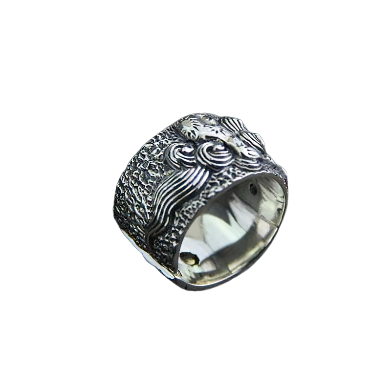 Adjustable Ring Of Mythical Animal Wild For Men / Cool Jewelry Of Pure 925 Sterling Silver