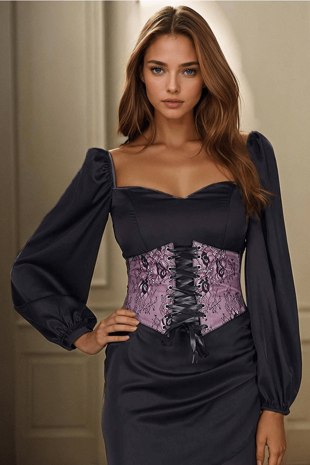 Adjustable Satin and Lace Corset Belt for Elegant Style