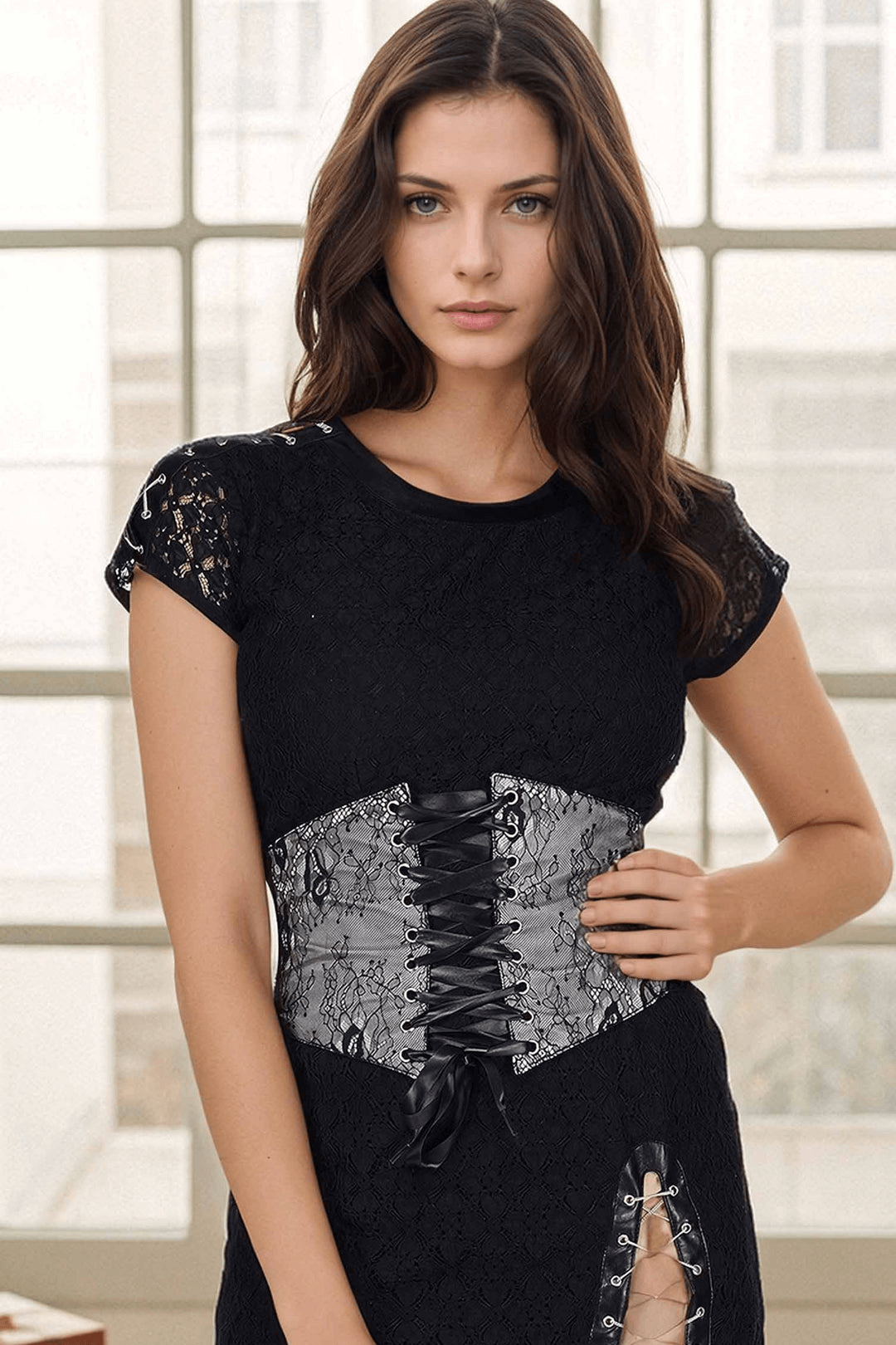 Adjustable Satin and Lace Corset Belt for Elegant Style