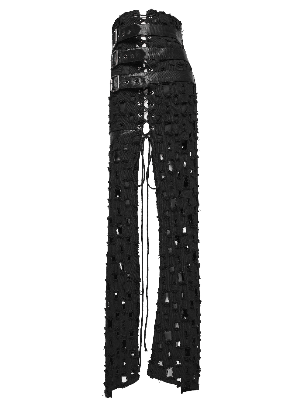 Adjustable Side Drawstring Black Punk Long Skirt