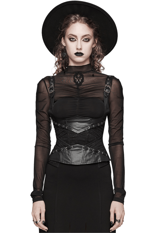 Adjustable Strappy Black Gothic Lace-Up Corset