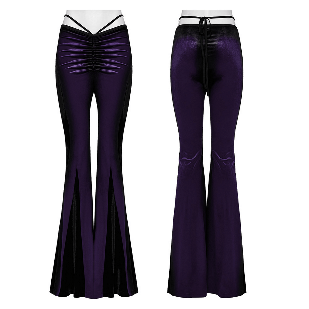 Aesthetic High-Waist Flared Pants with Velvet Panels