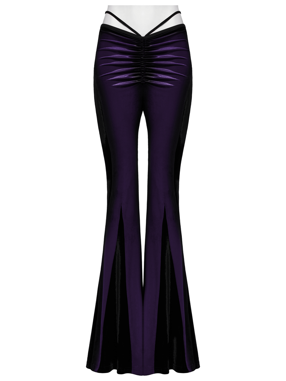 Aesthetic High-Waist Flared Pants with Velvet Panels