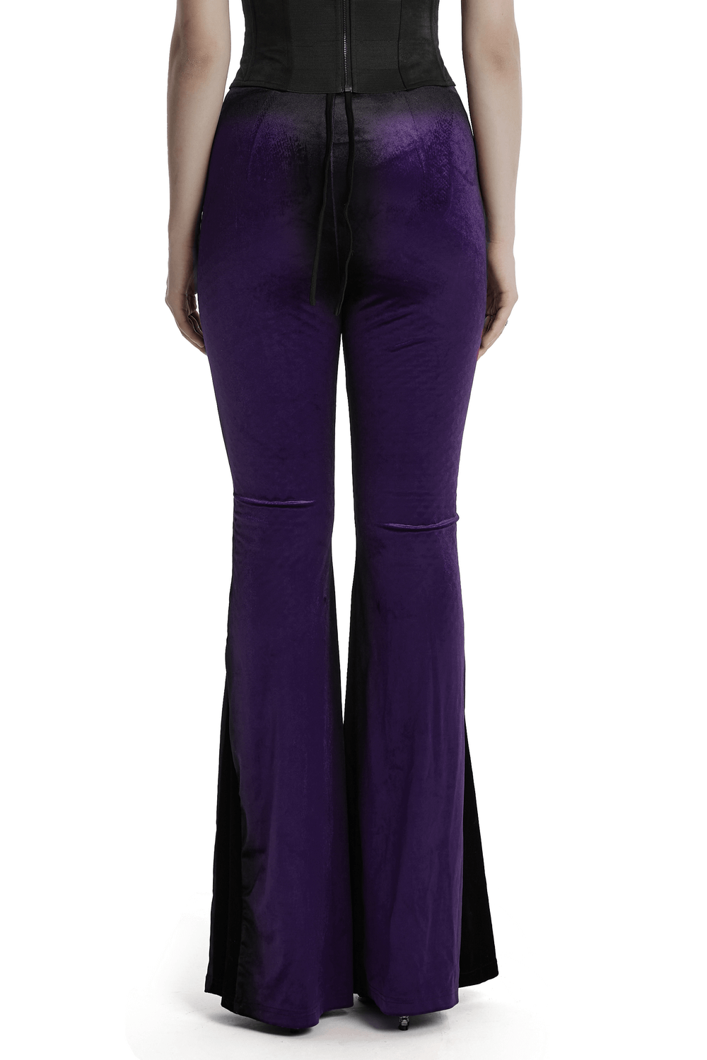 Aesthetic High-Waist Flared Pants with Velvet Panels