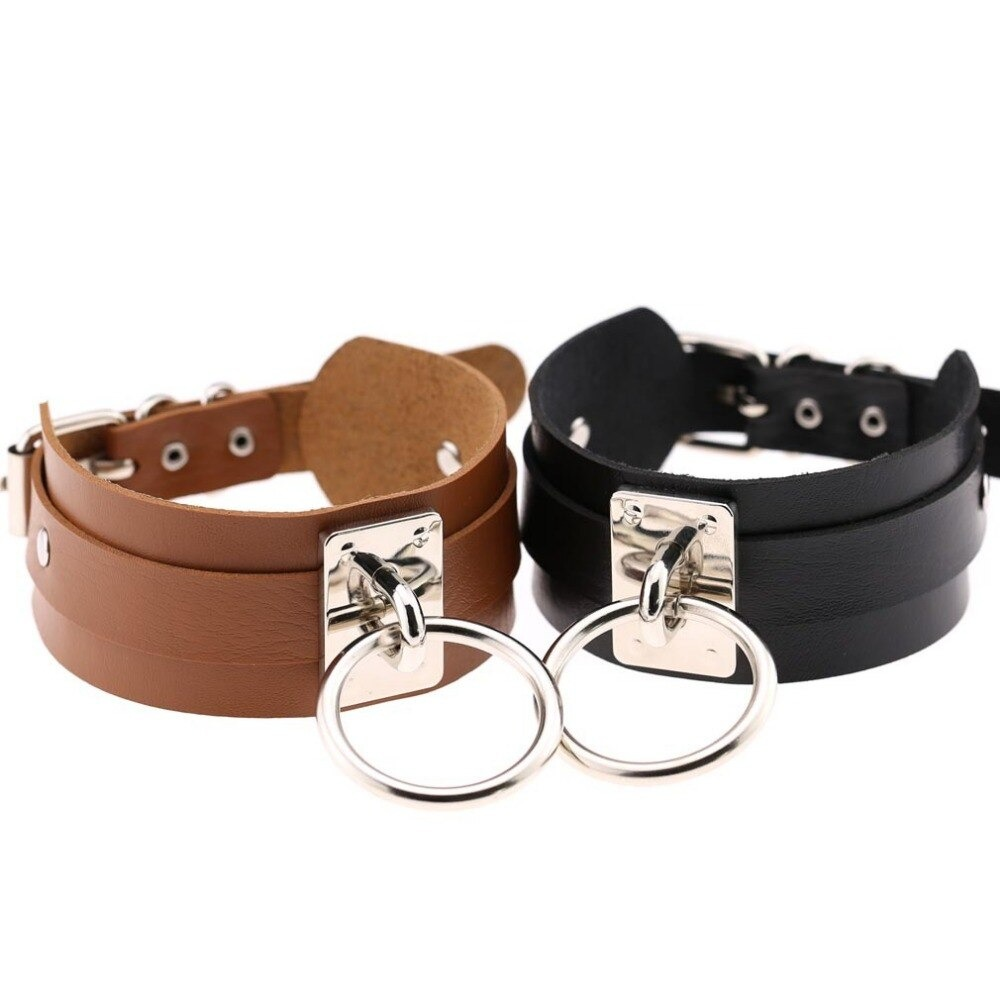 Aesthetic Vegan Leather Choker Collar for Women / Fashion Necklace in Punk style