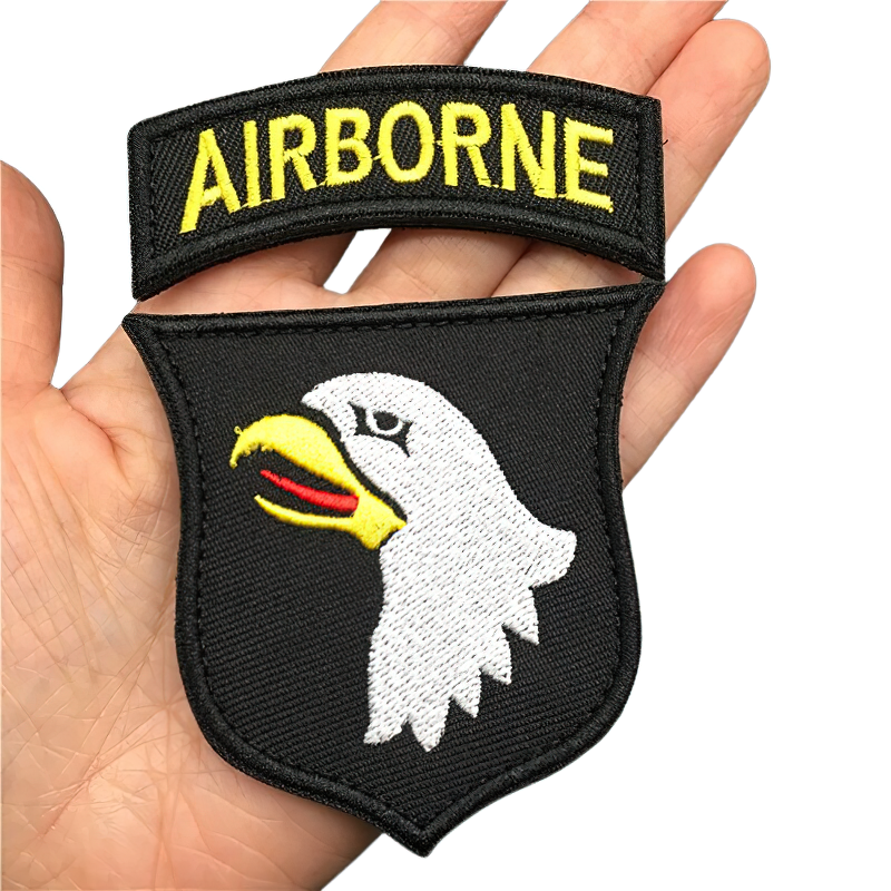 Airborne Patch For Clothes / Military Black Embroidered / Unisex Patch With Eagle