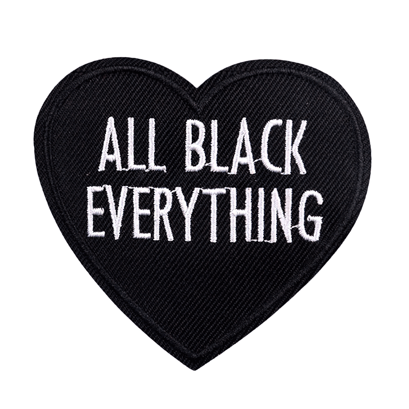 "All Black Everything" Inscription Of Heart Shape / Stylish Patch For Clothing