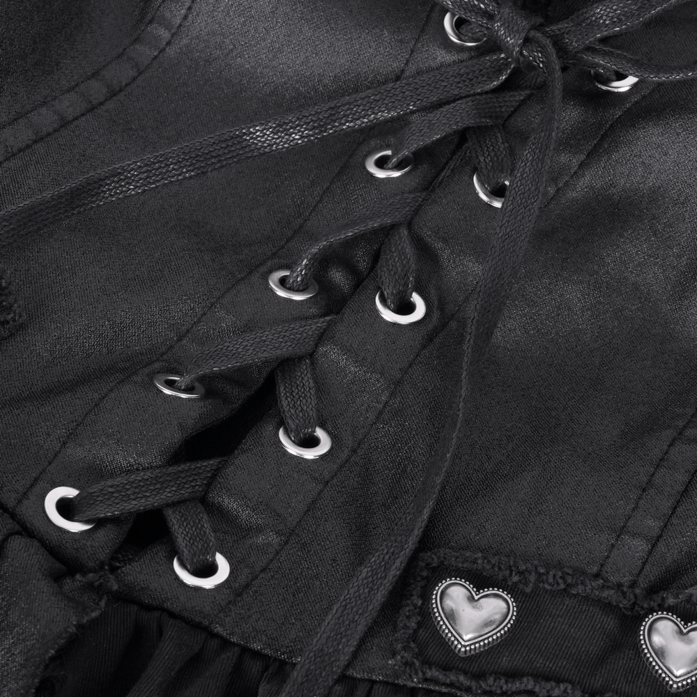 Allure Goth Layered Asymmetric Dress with Lace Detail