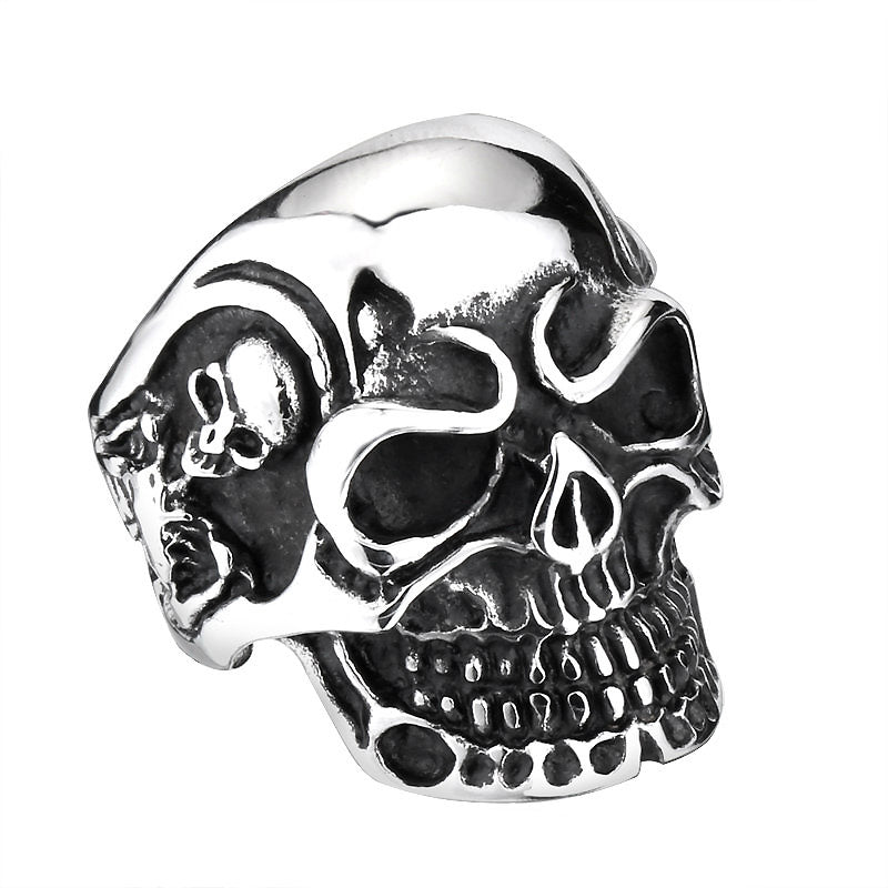 Alternative Fashion Big Tripple Skull Ring / Rock Style Stainless Steel Biker Jewelry