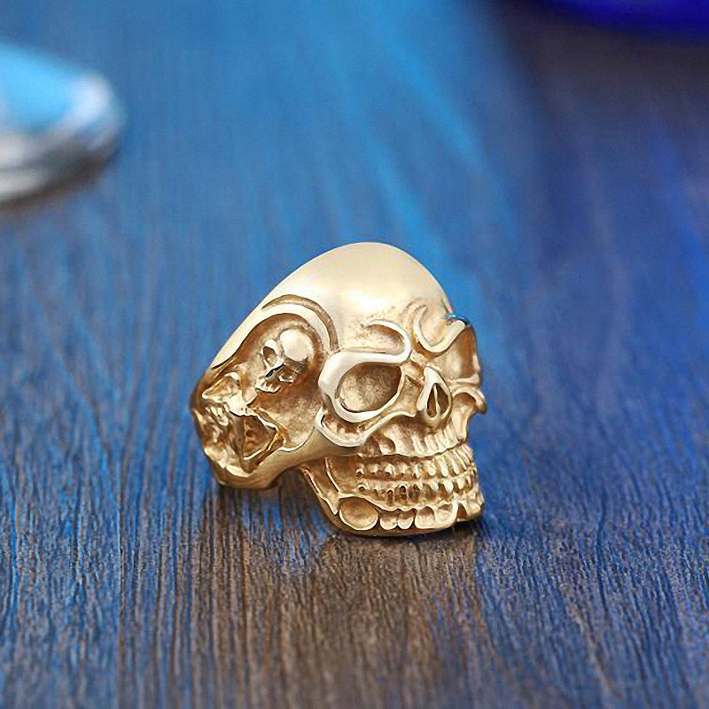 Alternative Fashion Big Tripple Skull Ring / Rock Style Stainless Steel Biker Jewelry