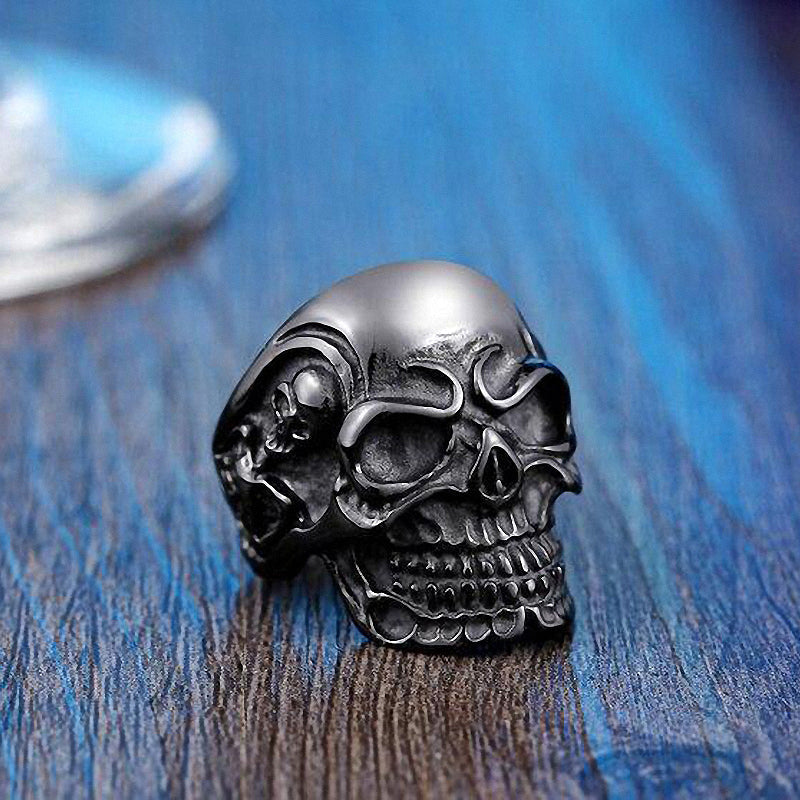 Alternative Fashion Big Tripple Skull Ring / Rock Style Stainless Steel Biker Jewelry