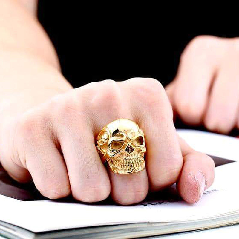 Alternative Fashion Big Tripple Skull Ring / Rock Style Stainless Steel Biker Jewelry
