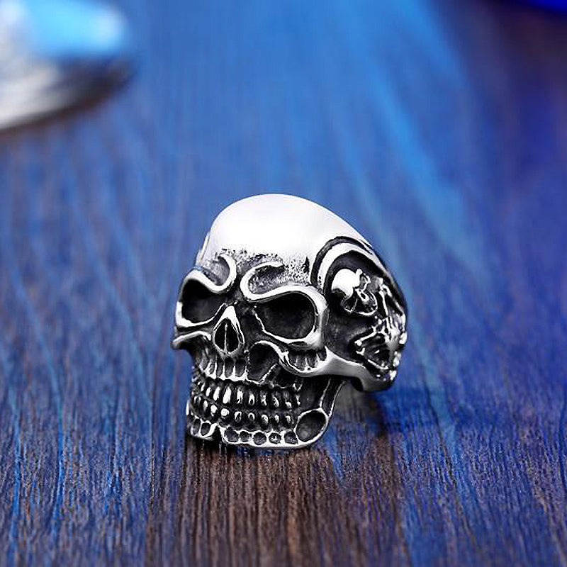 Alternative Fashion Big Tripple Skull Ring / Rock Style Stainless Steel Biker Jewelry