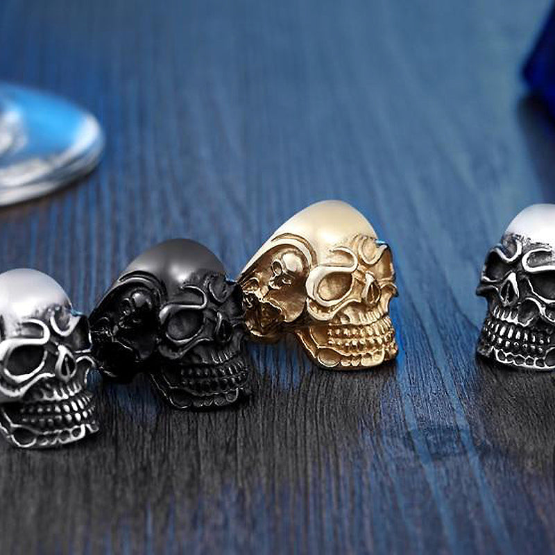 Alternative Fashion Big Tripple Skull Ring / Rock Style Stainless Steel Biker Jewelry