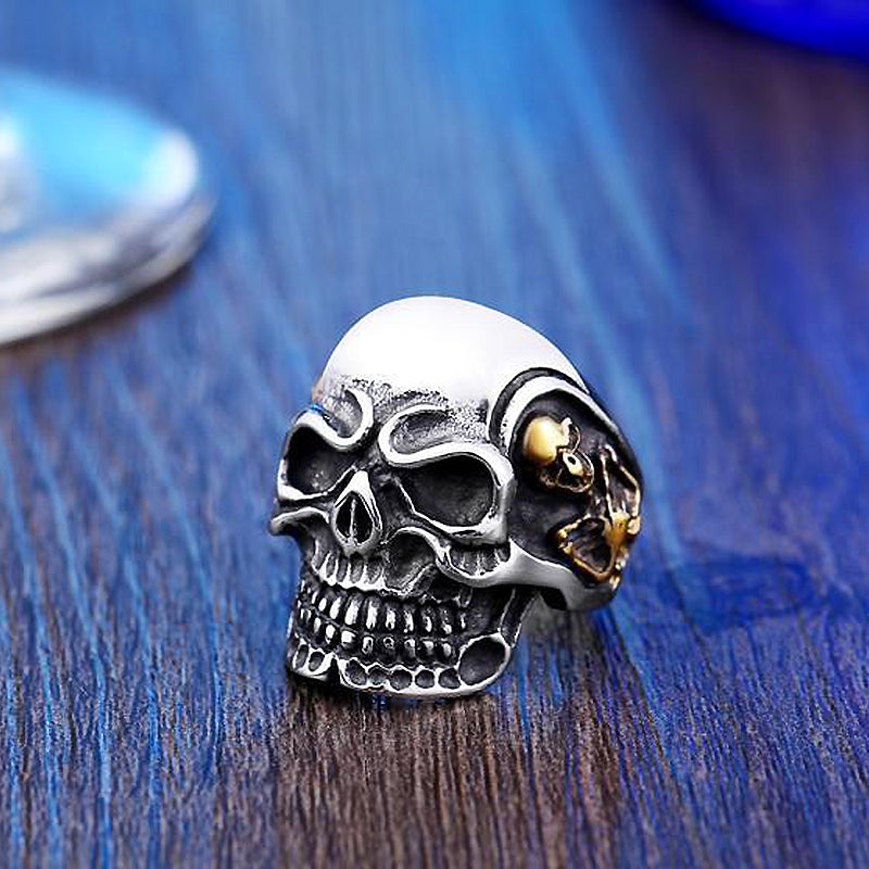 Alternative Fashion Big Tripple Skull Ring / Rock Style Stainless Steel Biker Jewelry