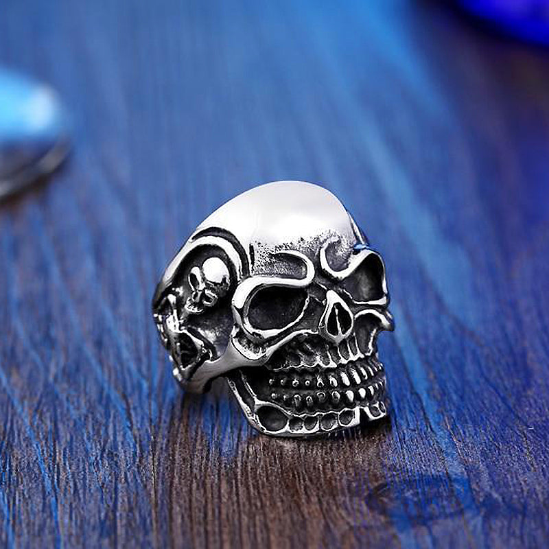Alternative Fashion Big Tripple Skull Ring / Rock Style Stainless Steel Biker Jewelry