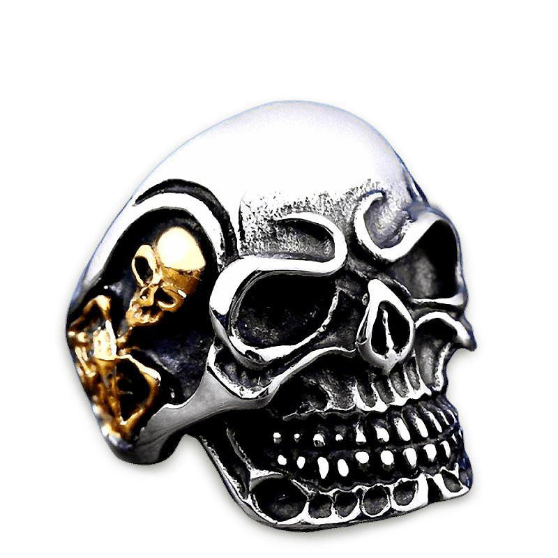Alternative Fashion Big Tripple Skull Ring / Rock Style Stainless Steel Biker Jewelry