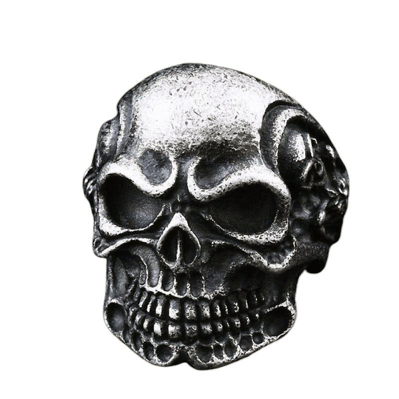 Alternative Fashion Big Tripple Skull Ring / Rock Style Stainless Steel Biker Jewelry