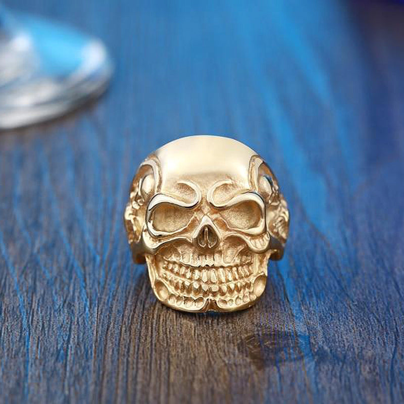 Alternative Fashion Big Tripple Skull Ring / Rock Style Stainless Steel Biker Jewelry