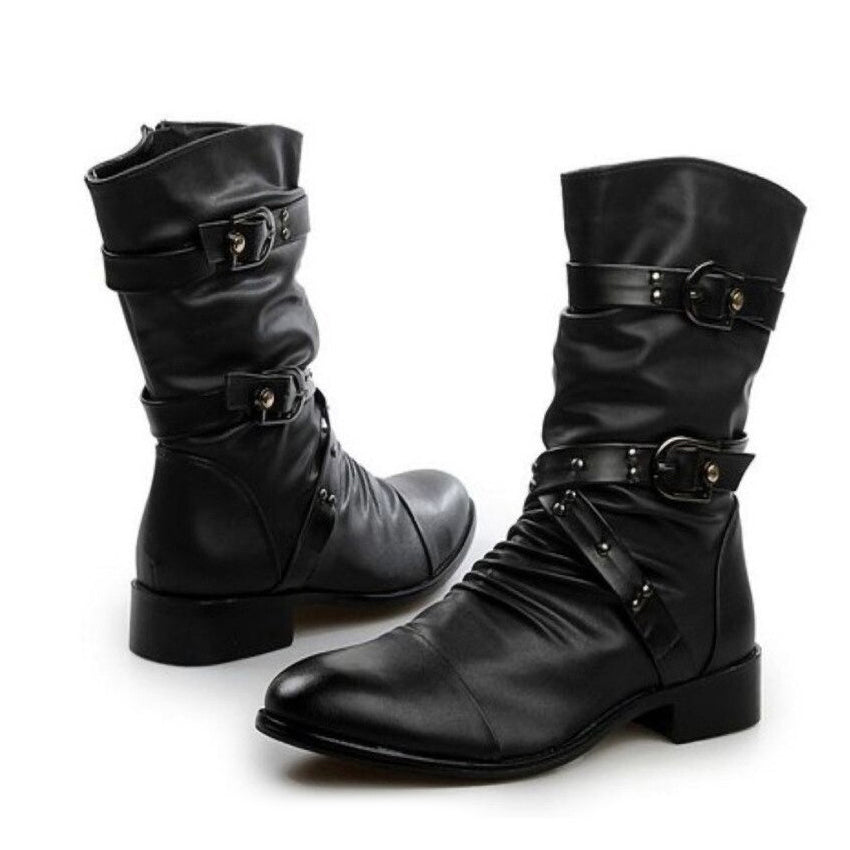 Alternative Fashion British Men Shoes / PU Leather Slip on Boots