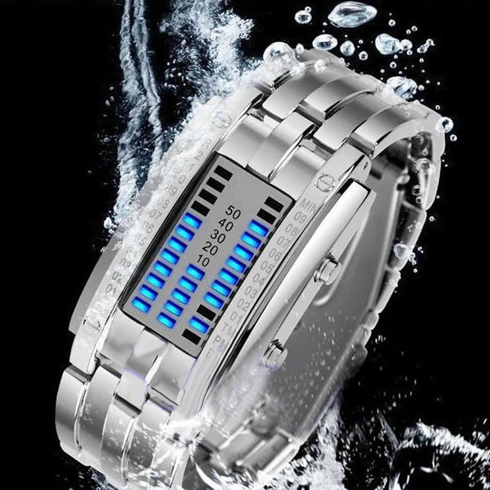 Alternative Fashion Creative Sport's Watch Stainless Steel Strap LED Display Waterproof
