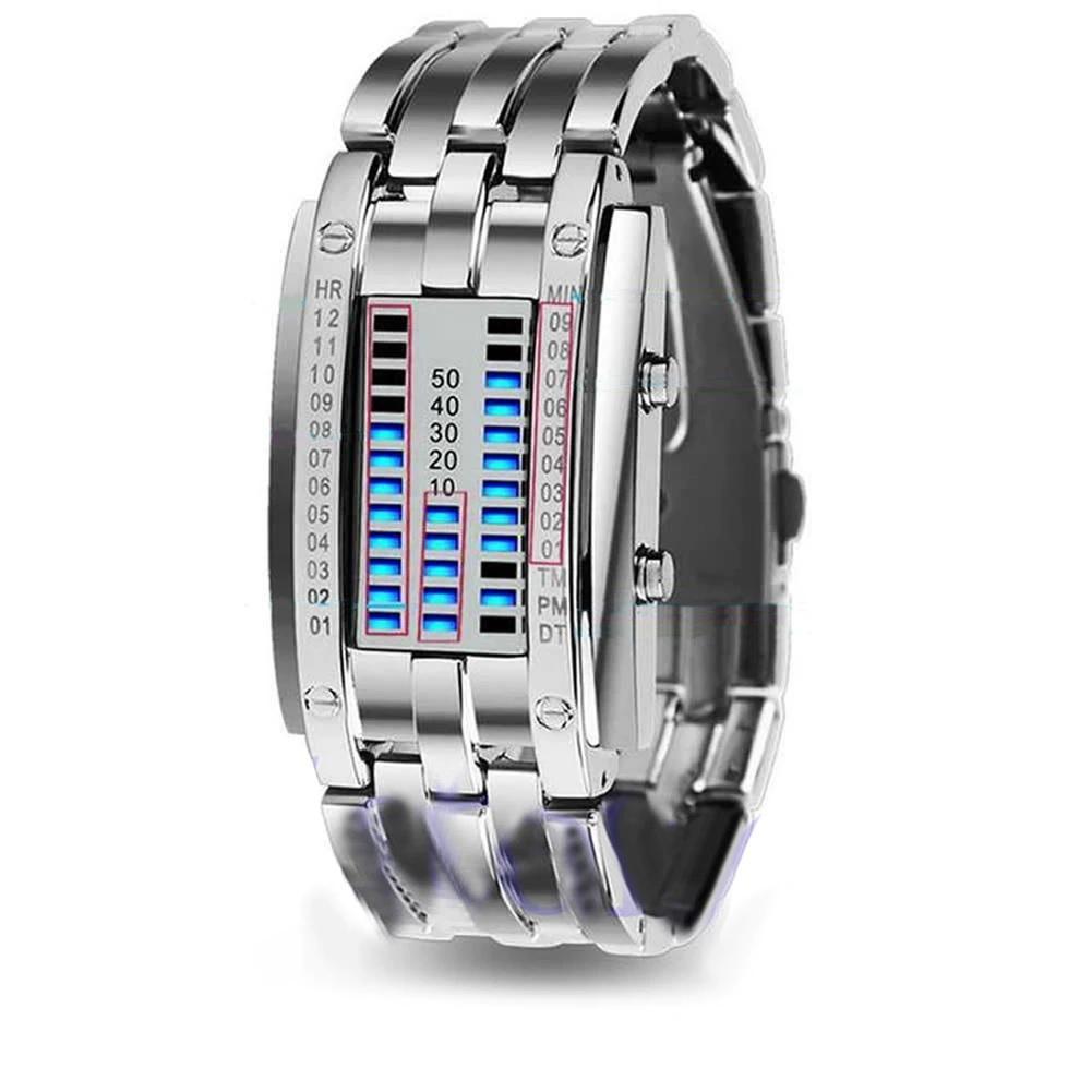 Alternative Fashion Creative Sport's Watch Stainless Steel Strap LED Display Waterproof