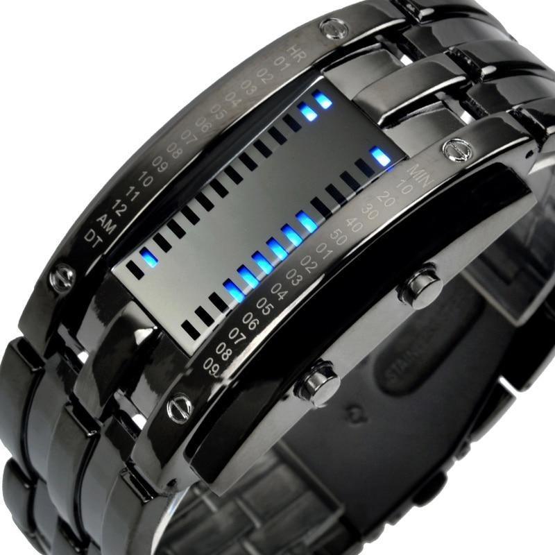 Alternative Fashion Creative Sport's Watch Stainless Steel Strap LED Display Waterproof