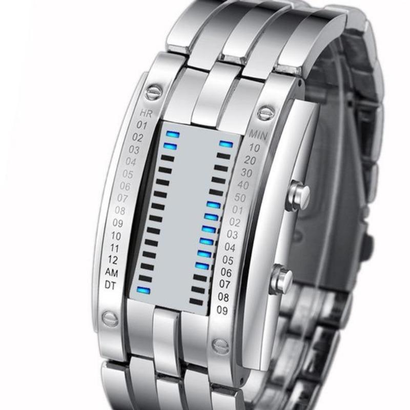 Alternative Fashion Creative Sport's Watch Stainless Steel Strap LED Display Waterproof
