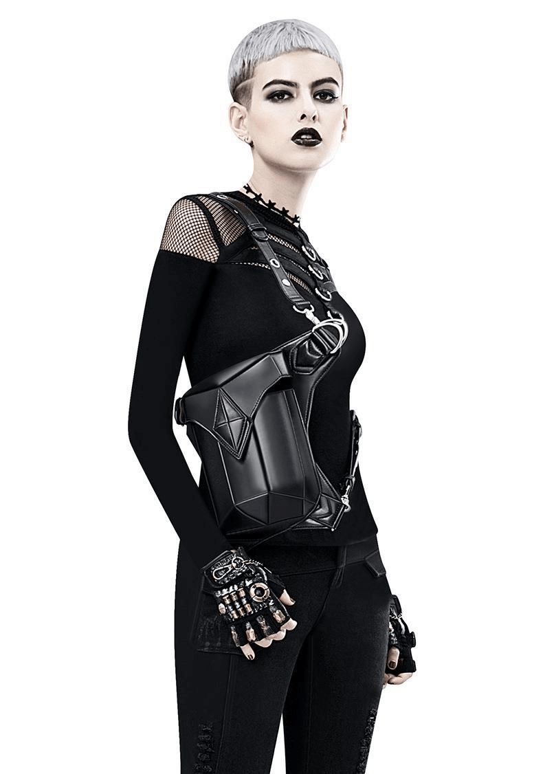 Alternative Fashion Gothic Steampunk Shoulder Bag / Vintage Leather Retro Rock Bag