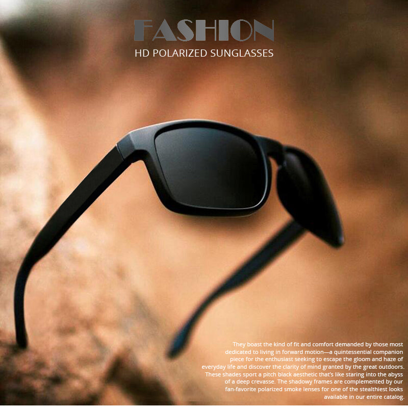 Alternative Fashion Square Polarized Plastic Sunglasses / Vintage Stylish Black Sport Shades