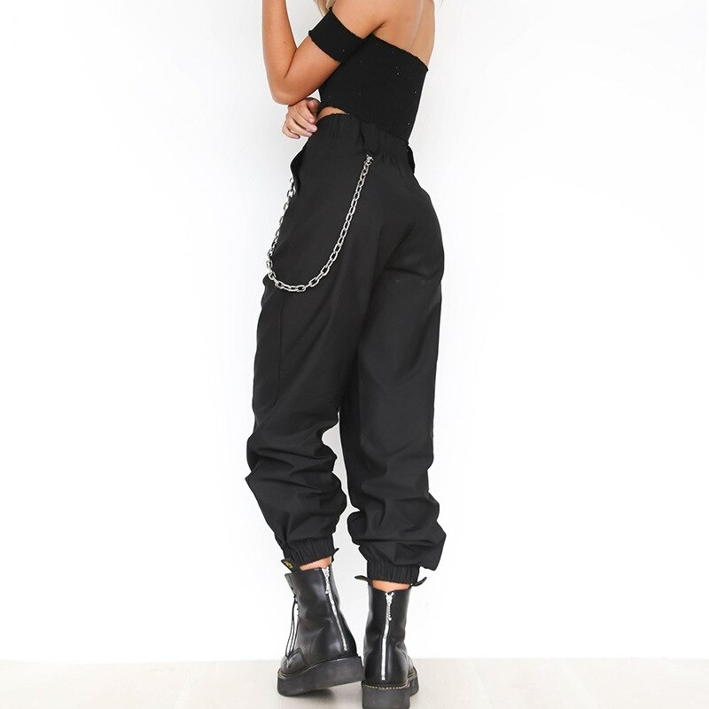 Alternative Fashion Women's Cargo High-Waist Pants / Loose Joggers Trousers for Ladies