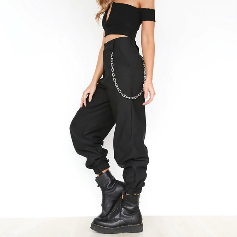 Alternative Fashion Women's Cargo High-Waist Pants / Loose Joggers Trousers for Ladies