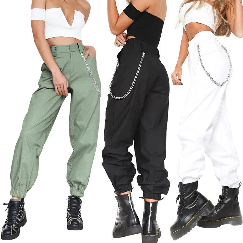 Alternative Fashion Women's Cargo High-Waist Pants / Loose Joggers Trousers for Ladies