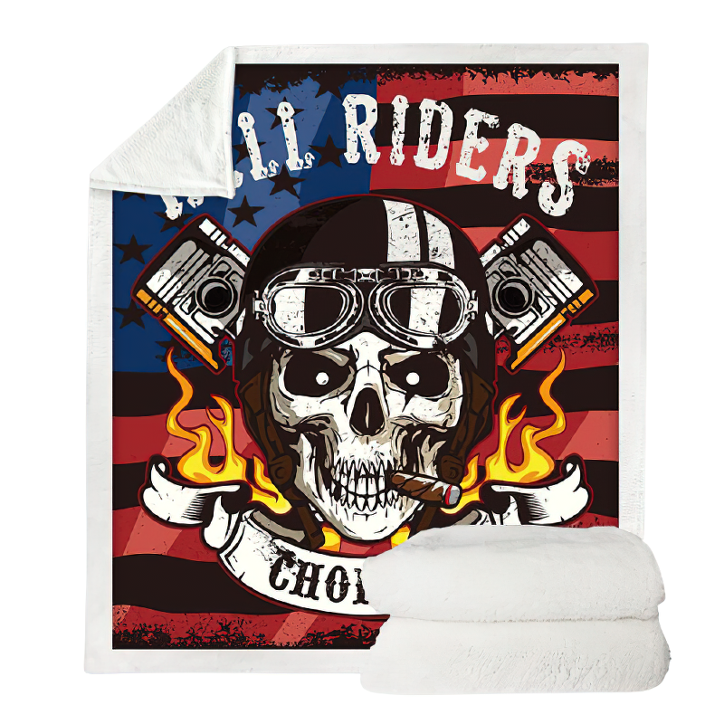 Alternative Plush Blanket of Sherpa / Gothic Warm blankets with Skull for Boys and Girls