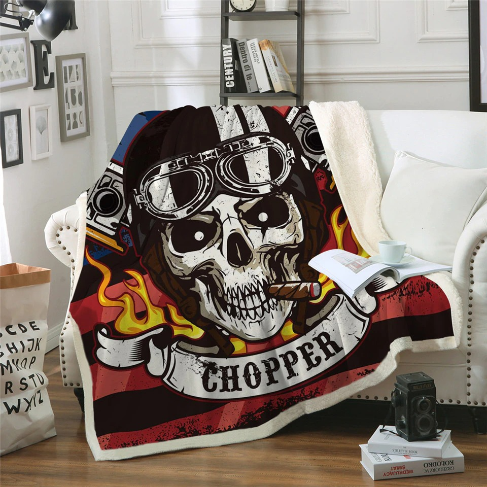 Alternative Plush Blanket of Sherpa / Gothic Warm blankets with Skull for Boys and Girls