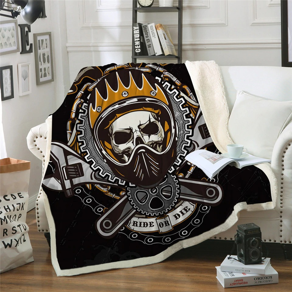 Alternative Plush Blanket of Sherpa / Gothic Warm blankets with Skull for Boys and Girls #2