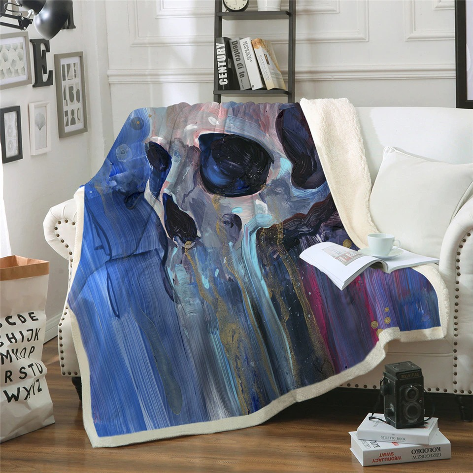 Alternative Plush Blanket of Sherpa / Gothic Warm blankets with Skull #3