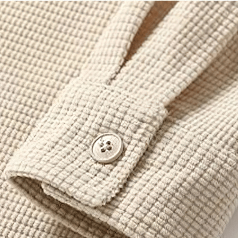 Alternative Style Waffle Plaid Shirts for Men / Loose Men's Clothing with Pockets