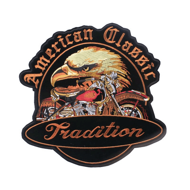 American Classic Tradition Iron-On Patch For Jackets / Large Embroidered Biker Patches For Clothes