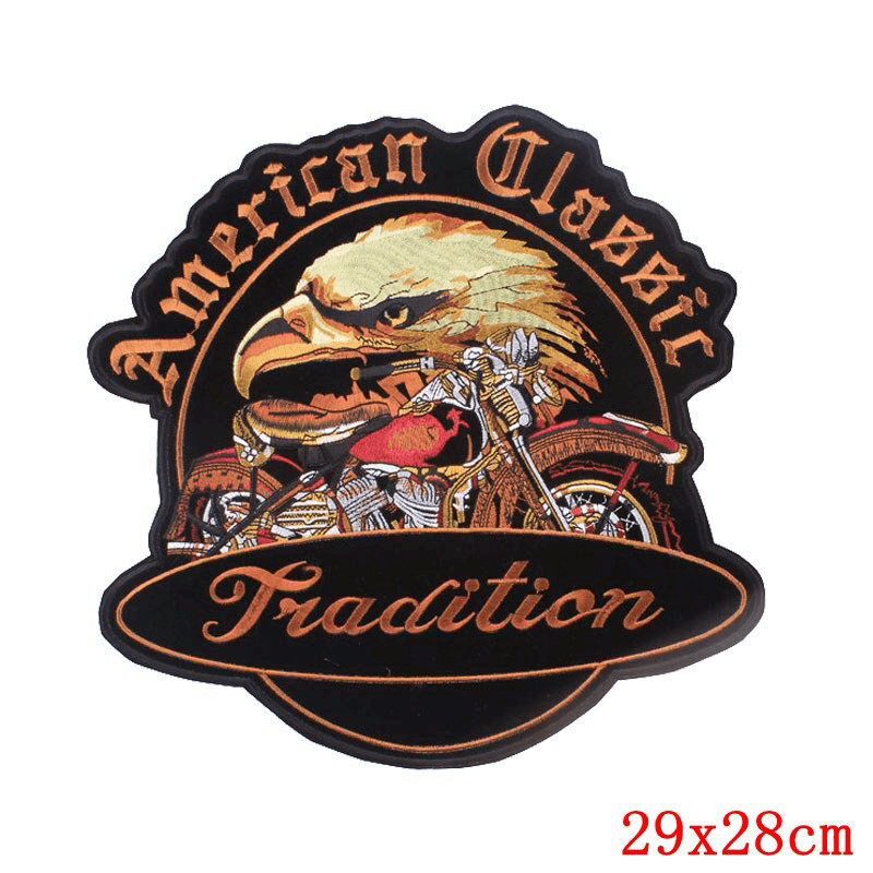 American Classic Tradition Iron-On Patch For Jackets / Large Embroidered Biker Patches For Clothes