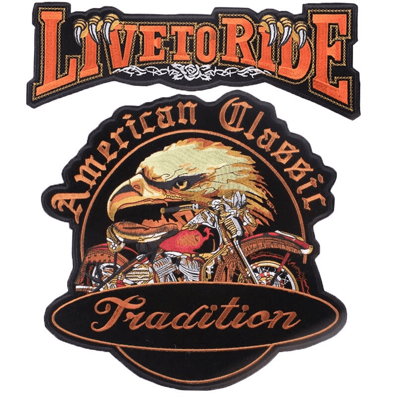 American Classic Tradition Iron-On Patch For Jackets / Large Embroidered Biker Patches For Clothes