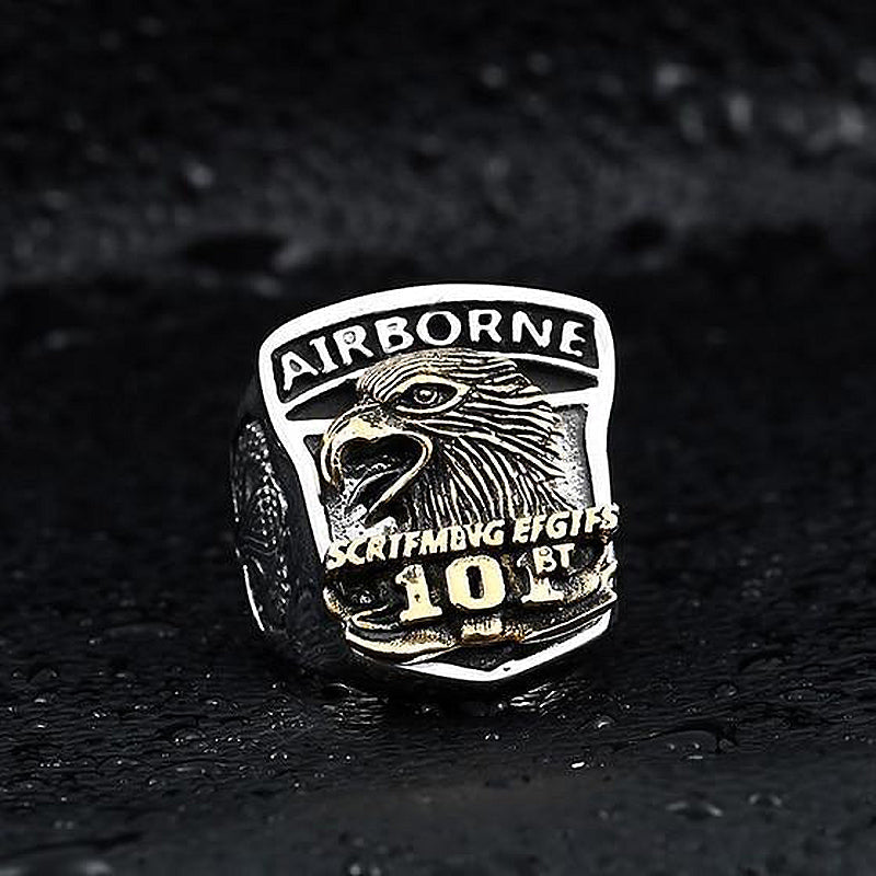 American the Airborne Screaming Eagle Stainless Steel Ring / Personality Rock Style Jewelry